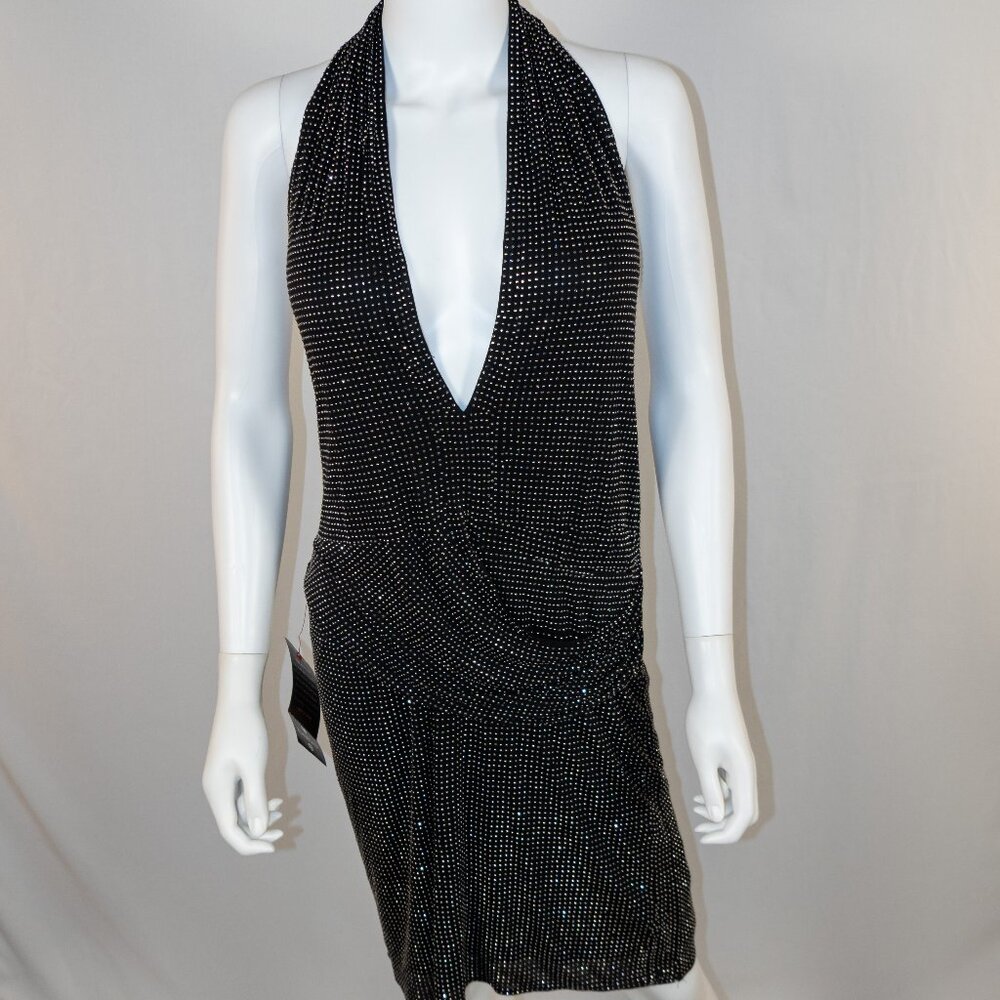 Bebe Deep V Studded Mini Dress